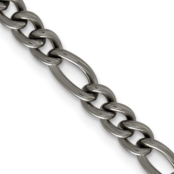 Men's 7mm Titanium Polished Classic Figaro Chain Necklace, 18 Inch